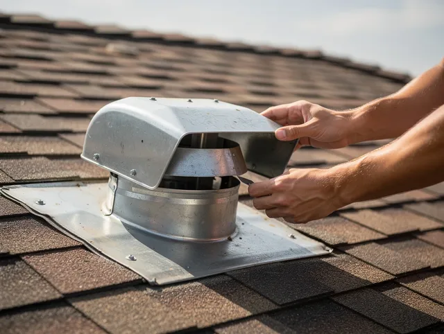 Winthrop Dryer Vent Cleaning certified technician safely cleaning a roof-mounted dryer vent in Winthrop