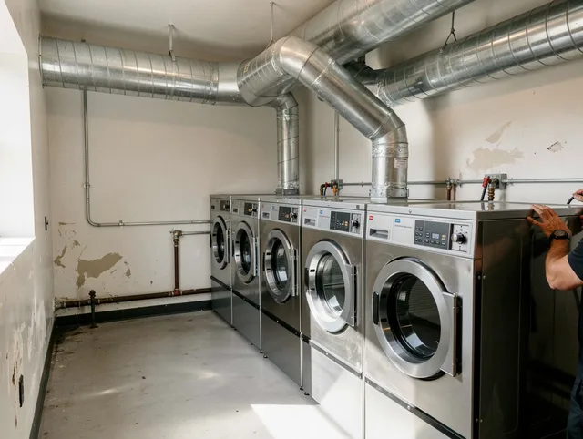 Winthrop Dryer Vent Cleaning team performing large-scale commercial dryer vent cleaning in Winthrop