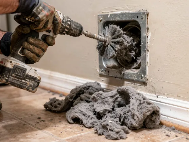 Certified Winthrop Dryer Vent Cleaning technician performing dryer vent cleaning in Winthrop