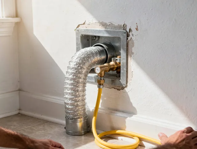 Winthrop Dryer Vent Cleaning certified technician performing specialized gas dryer vent cleaning in Winthrop